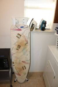 lot 197 image: Ironing board and irons