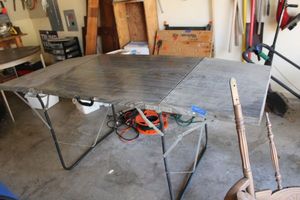 lot 303 image: Vintage metal tri-fold folding table