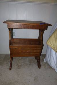 lot 218 image: Vintage side table magazine rack SOLID WOOD