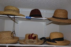 lot 256 image: Straw hats and Fedora hat