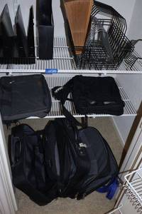 lot 258 image: Office paper and file sorters, laptop bags and Samsonite travel bag