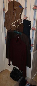 lot 239 image: Womens clothes and purses leather vest, cashmere sweaters and more