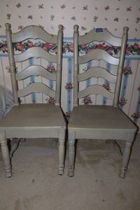 lot 222 image: Pair of painted dining chairs SOLID WOOD
