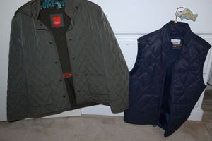 lot 230 image: Puffer jackets Espirit outerwear hooded coat size L and Goodfellow vest size M