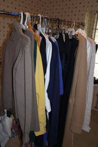 lot 242 image: Womens clothes, mostly sweaters and pants