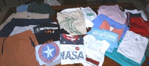 lot 130 image: Misc. clothes mens shorts, Dance shirt, womens shorts and t-shirts