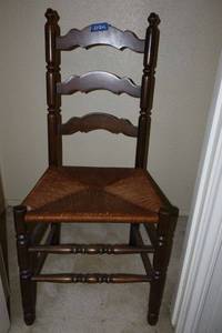 lot 206 image: Wicker seat chair ladderback style, excellent shape