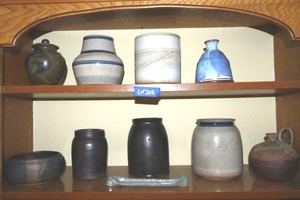 lot 208 image: Pottery jars, see photos for signed markings