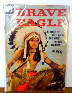 lot 306 image: BRAVE EAGLE WALT DISNEY MASK OF THE MANITOU FOUR COLOR #705 1956 DELL $$