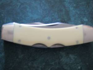 lot 718 image: Texas Lock Horn 2 blade knife - 3 14 blades 11 78 long