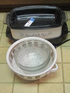 lot 289 image: slow cooker and a glass strainer-
