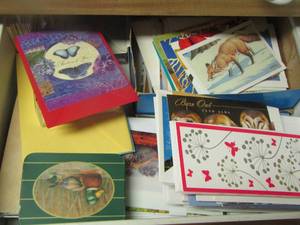 lot 343 image: drawer full of holiday cards and envolopes new
