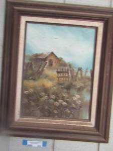 lot 406 image: farm house framed picture  2319