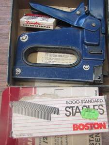 lot 495 image: blue staple gun and box of staples