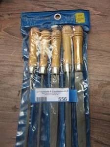lot 556 image: 5 pc profesinal file with wooden handle