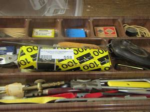 lot 558 image: drawer insert with misc. shop items