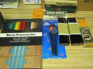 lot 646 image: BEROL prismacolor pencils, paint brushes, pencils and more
