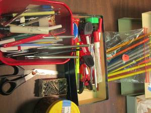 lot 706 image: pencils, chip clips, paper clips, and more