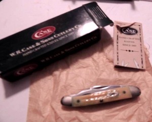 lot 190 image: case xx bone 2 blade  baby butler bean - 2 14  1 34 blade length #62132 ss pw in box