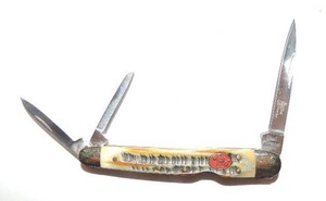 lot 252 image: steel warrier - 3 blade pocket knife - 2 12 , 1 14, 1 14 blade lengths closed 3 12 lockback