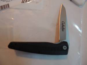 lot 492 image: cabelas 10 yr club member lock back knife - 3 blade