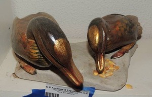 lot 162 image: PAIR OF DUCKS EATING CORN