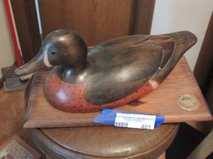 lot 401 image: DUCKS UNLIMITED - TOM TABERS   BLUE WING TEAL DECOY
