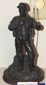 lot 25 image: VERONESE TROUT FISHERMAN  W POLE & BASKET SCULPTURE
