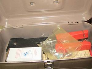 lot 1632 image: 3 metal boxes containing - nails- door hinges- plus