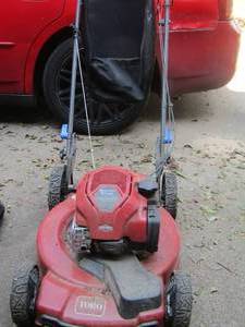 lot 1773 image: smart stow push mower comes with bag and frame-