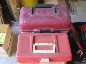 lot 1835 image: 2 tackle boxes partially filled with lures