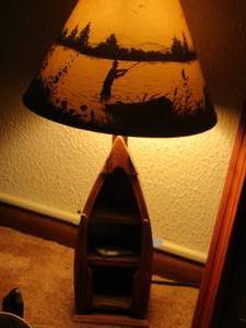 lot 1886 image: sail boat lamp with a fisherman shade very neat