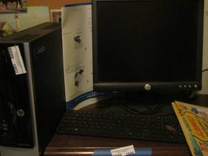 lot 1602 image: Dell computer screen- HP monitor keyboard and mouse