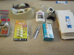 lot 1098 image: small office lot- envelopes- super glue -gorilla glue and more