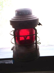 lot 1150 image: vintage red glass lantern