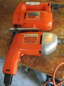 lot 1179 image: black and decker variable speed jig saw,  &  black and decker 38 var spd rev drill