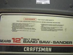 lot 1201 image: sears 12 belt drive band saw - sander  craftsman
