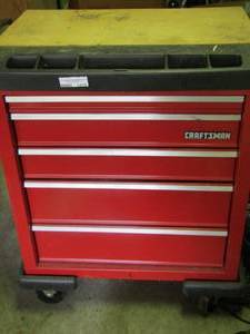 lot 1215 image: qty 5 drawer craftsman tool box on wheels