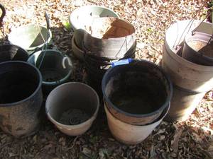lot 1225 image: multiple hanging planters all used still has lots of life