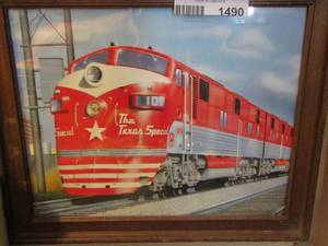 lot 1490 image: framed the Texas special train painting