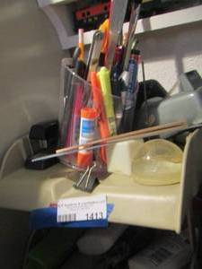 lot 1413 image: office supplies lot - desk organizer, pencil sharper, glue, and more