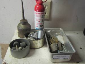 lot 1859 image: oil can, large sockets, nails, and more