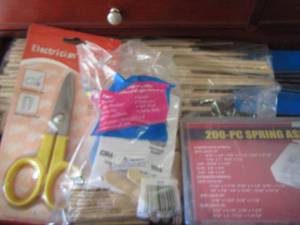 lot 1969 image: 200 pc spring assortment set, scissors, wooden sticks and more