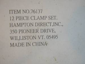 lot 1975 image: 12 pc clamp set