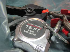 lot 1645 image: measuring tape- clamps- c- clamps