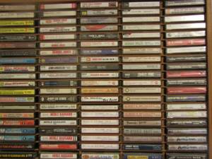 lot 1040 image: various  CASSETTE TAPES and wall shelf