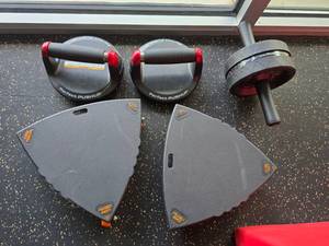 lot 16 image: Lot of Misc Push Up & Core Sttrength Accessories.  Includes Perfect Pushup, Ab Roller & Core Coasters