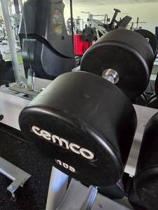 lot 51 image: Cemco 105 Pro Style Urethane Dumbbell, 105lbs