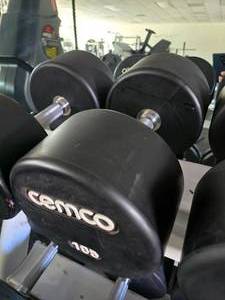 lot 52 image: Cemco 105 Pro Style Urethane Dumbbell, 105lbs