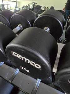 lot 56 image: Cemco 105 Pro Style Urethane Dumbbell, 115lbs
